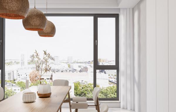 Aluminium window door with extremely narrow frame design